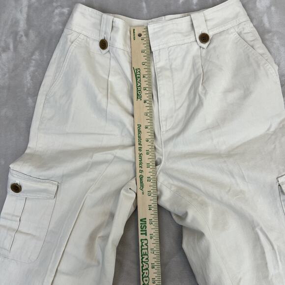 Converse Pants Womens 6 Ivory Linen Blend Cargo Hi Rise Utility Coastal Minimal - Picture 5 of 12